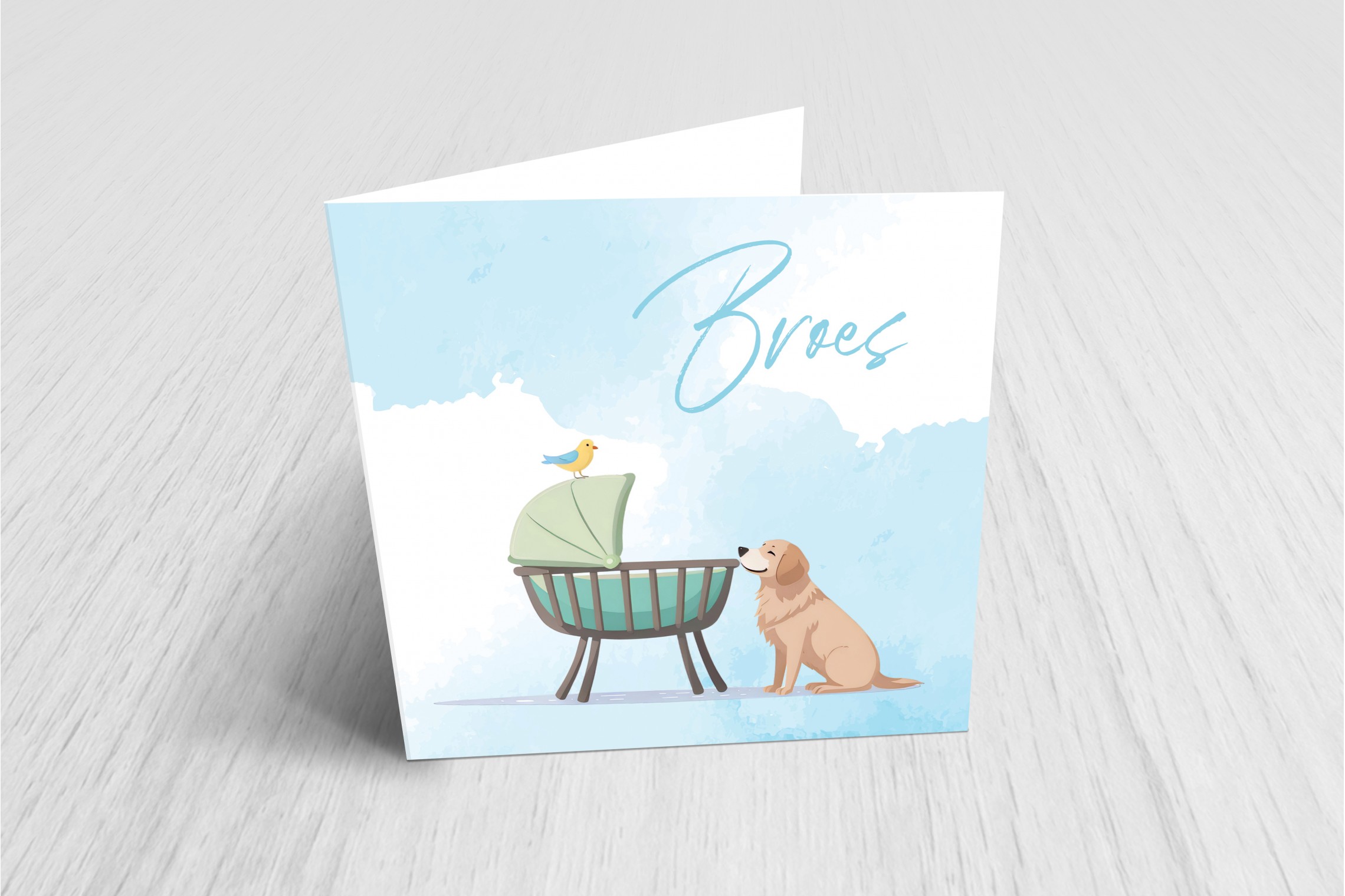 Hond met wiegje